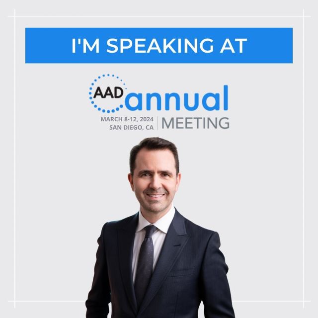 Don’t miss it! Dr. Bertucci will be at The AAD Annual Meeting in San Diego from March 8-12, 2024. 
 
He will be speaking in five sessions and will be directing a course on soft tissue fillers. This course will focus on facial injection, anatomy with the goal of improving patient safety, minimizing complications, and informing soft tissue filler injection goals and techniques. 
 
Swipe ➡️ to see Dr. Bertucci’s full schedule for #AAD2024